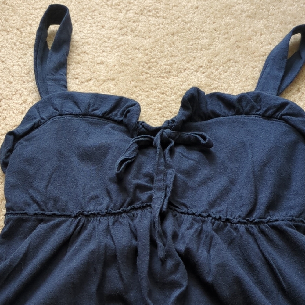 Vintage Hollister Navy Blue Babydoll Camisole Top With Ruffles - Picture 8 of 8